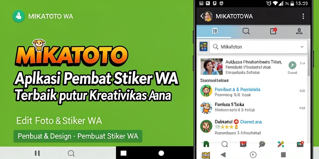 Screenshot antarmuka aplikasi MIKATOTO yang menampilkan pembuatan stiker.