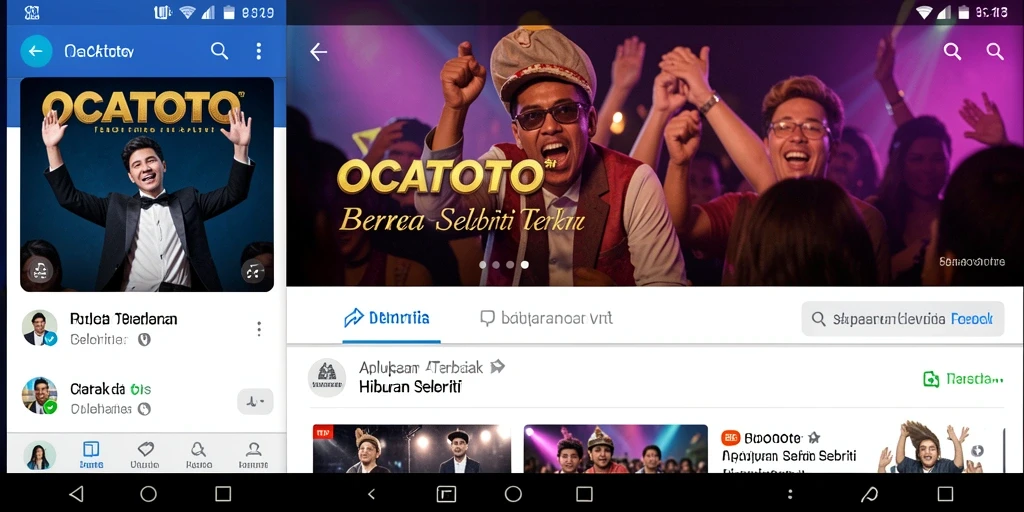 Antarmuka aplikasi OCATOTO menampilkan berita selebriti yang menarik.