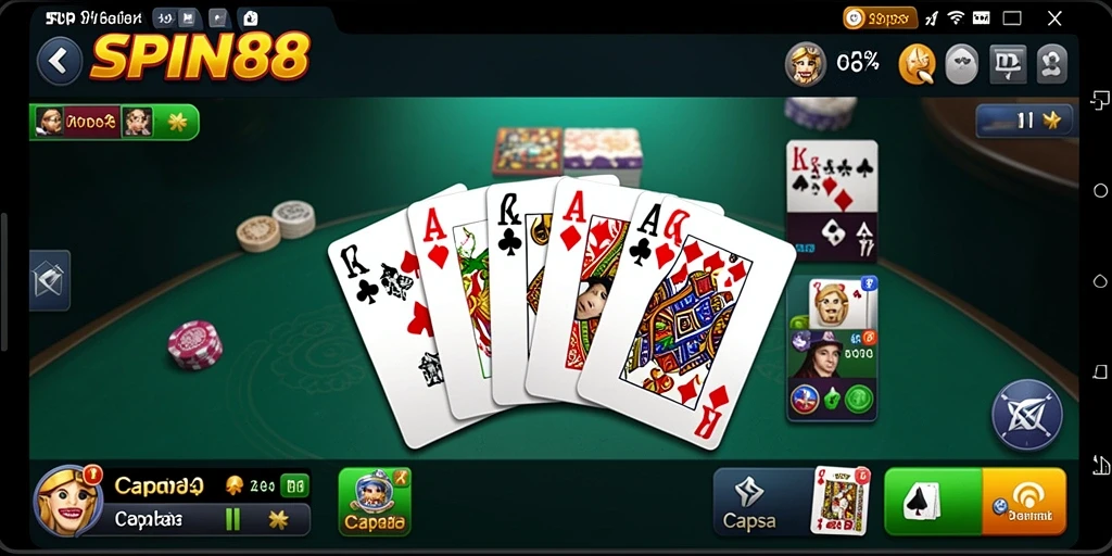 Antarmuka menarik dari game Capsa SPIN88 yang mudah digunakan.
