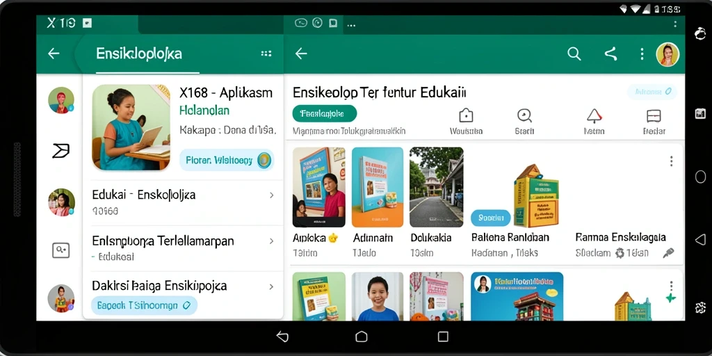 Tampilan antarmuka aplikasi X168 sebagai Ensiklopedia.